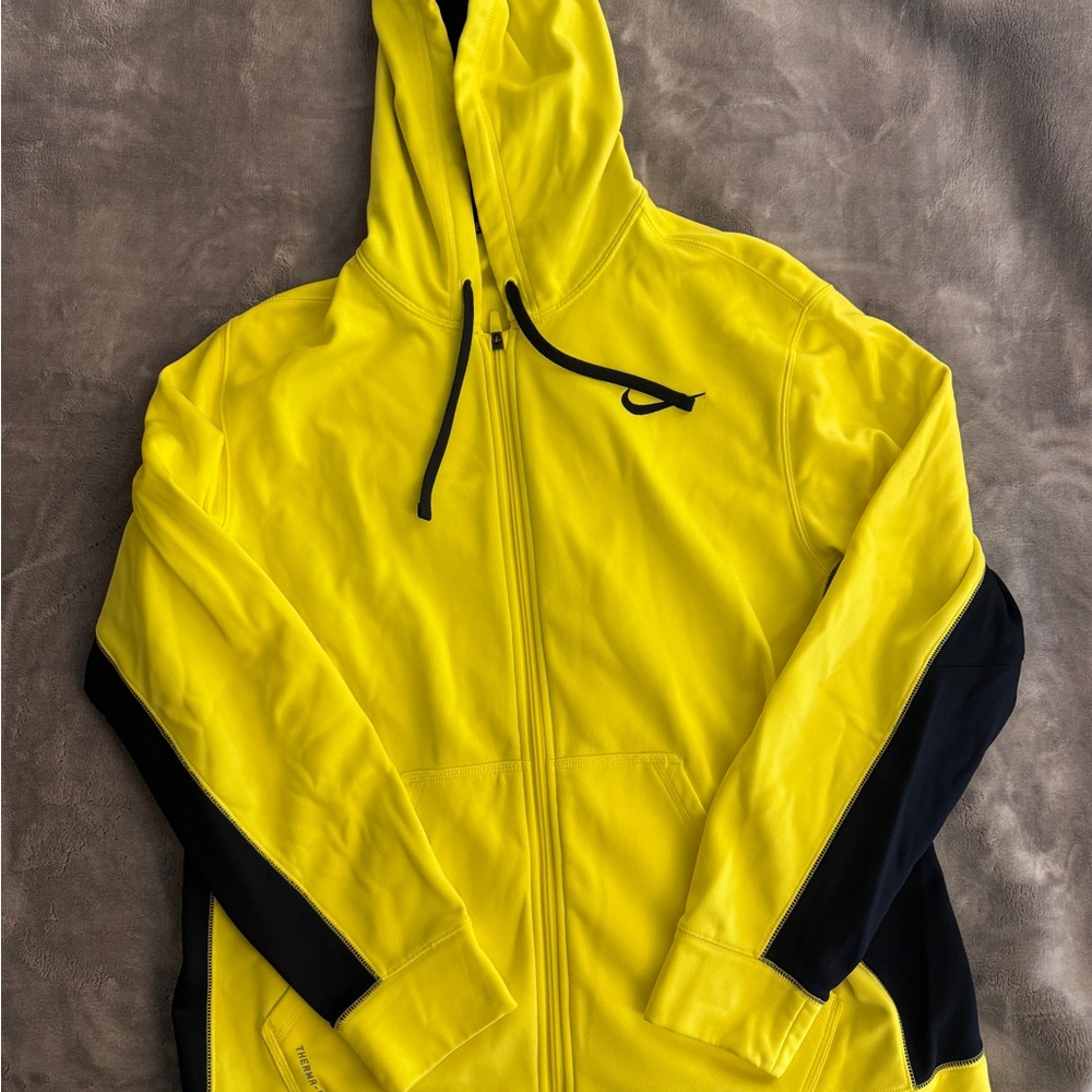Men's Yellow Performance Zip Hoodie with Black Accents